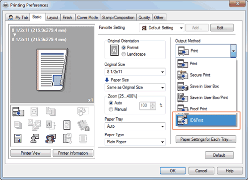 Printing at the Same Time as Authentication (ID & Print)