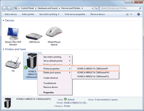 Properties Window Of The Printer Driver