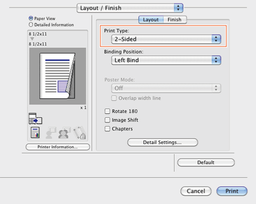 enable two-sided printing on a mac for a word document