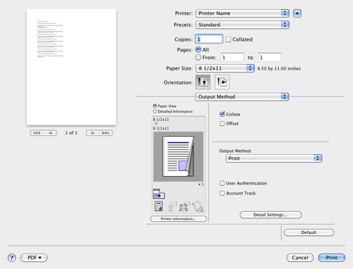 Print Window of the Printer Driver