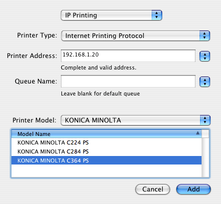 add printer mac address