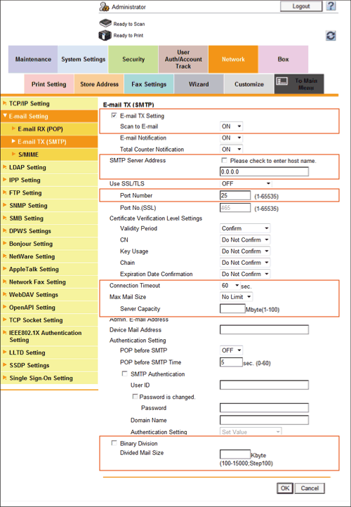 bizhub c652 admin password