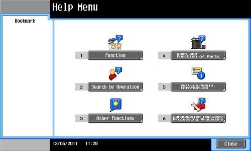 Displaying Help on the Touch Panel