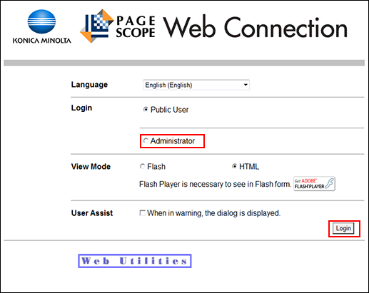 Accessing Pagescope Web Connection