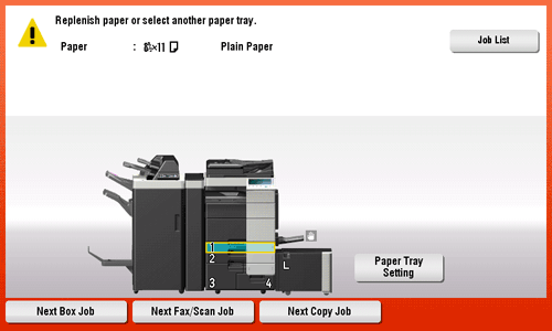 Paper addition message